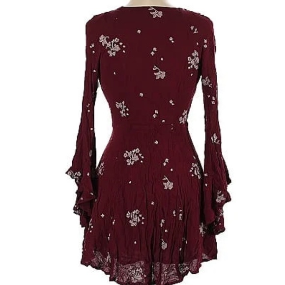 Free People Burgundy Dress with Flowers - Picture 2 of 5
